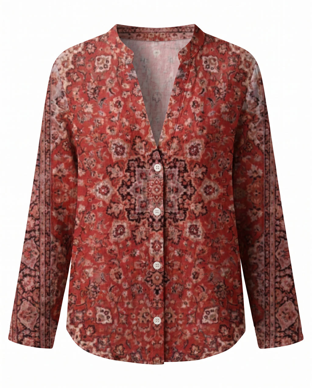 Women’s Blouse | Printed V-Neck Long Sleeve