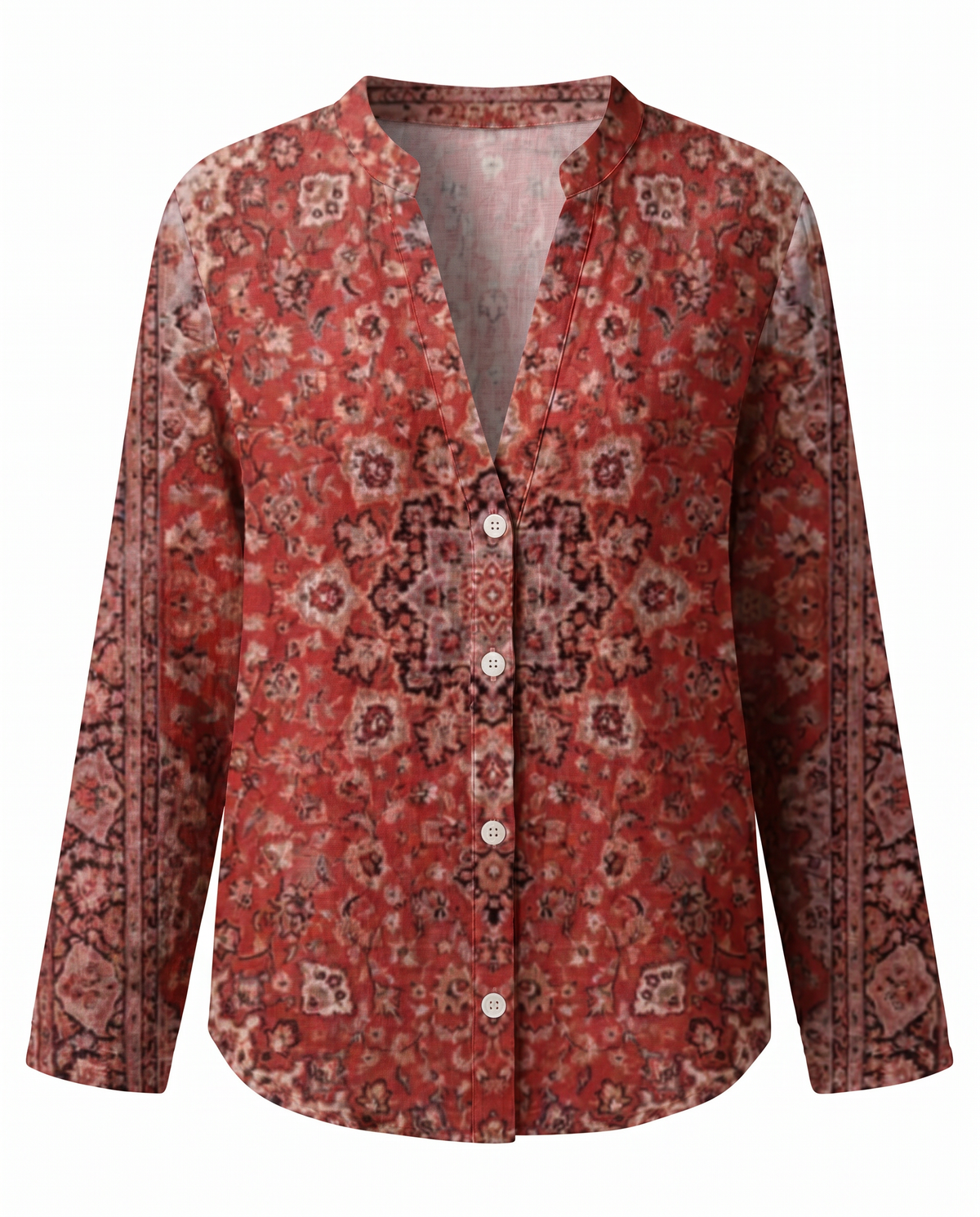 Women’s Blouse | Printed V-Neck Long Sleeve